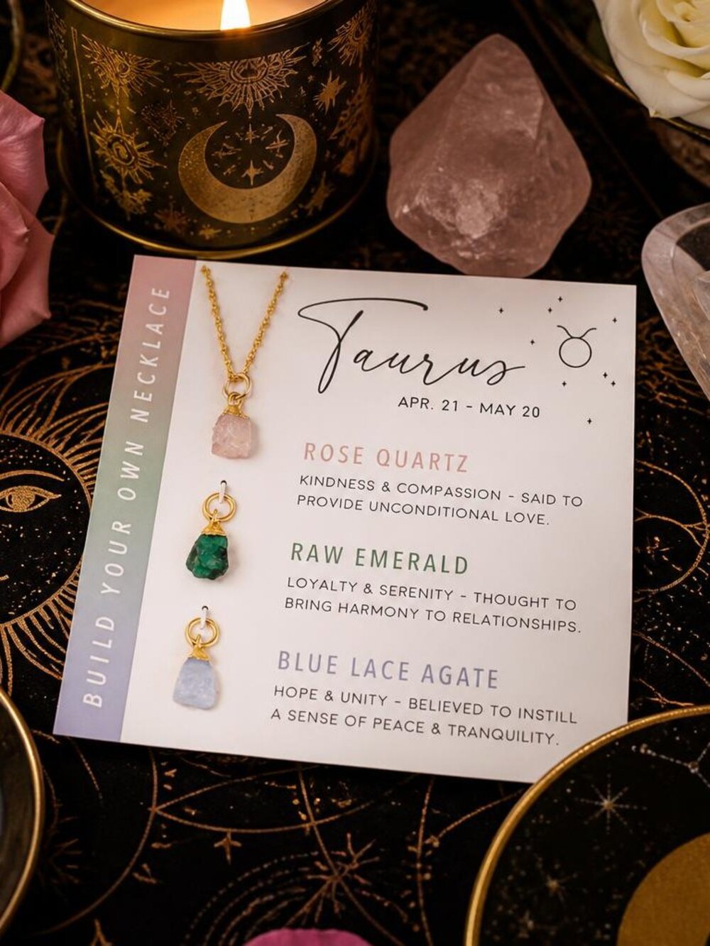 Customizable Raw Crystal Necklace - Taurus